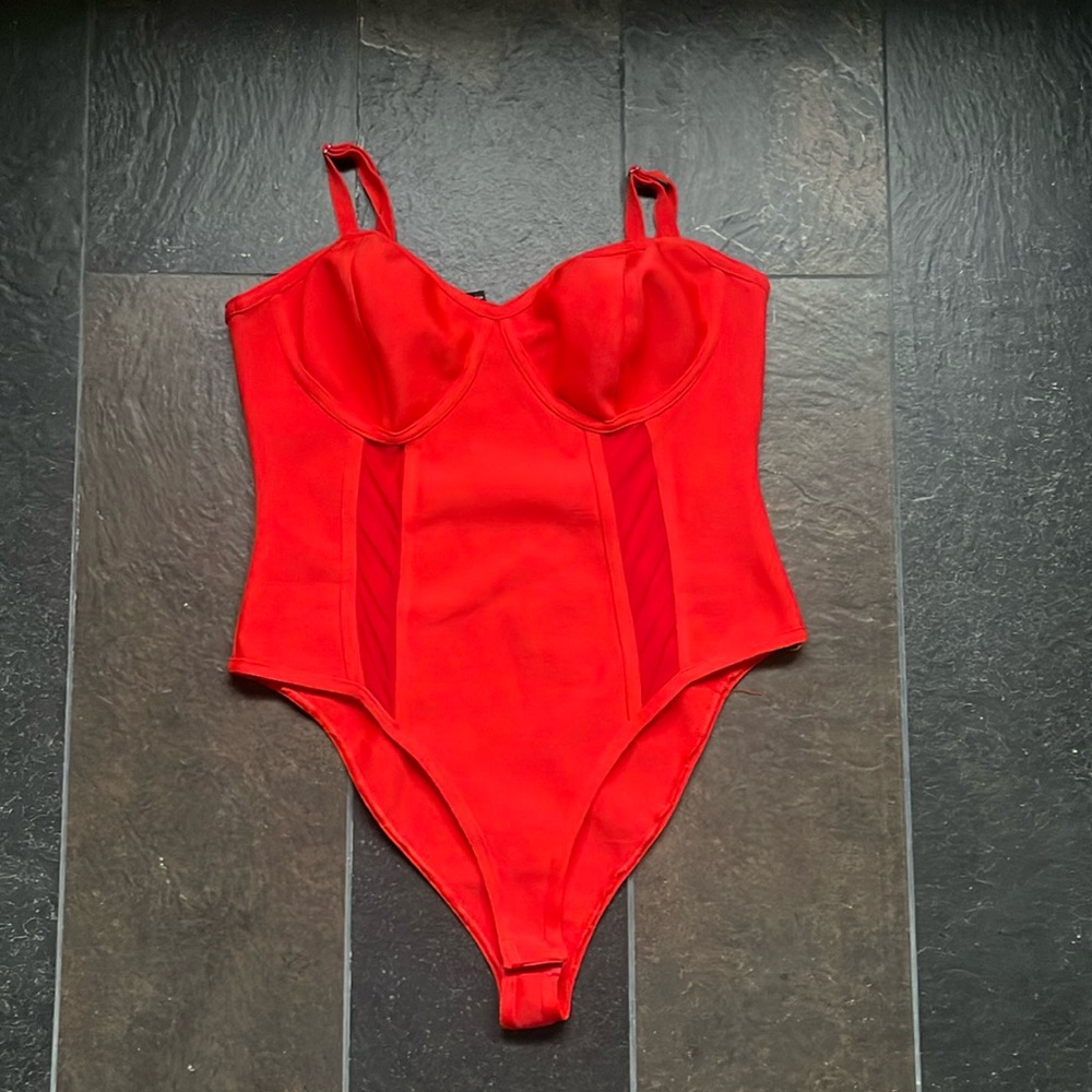 NEW Forever 21 Red Bustier Bodysuit